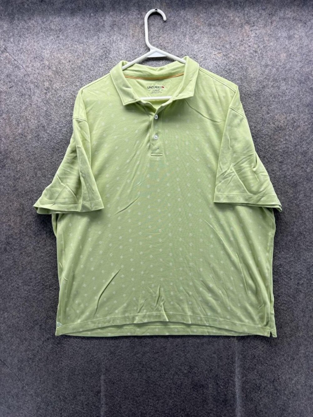 UNTUCKit Polo Shirt Men XL Green Geometric Damian Cotton Casual Short Sleeve
